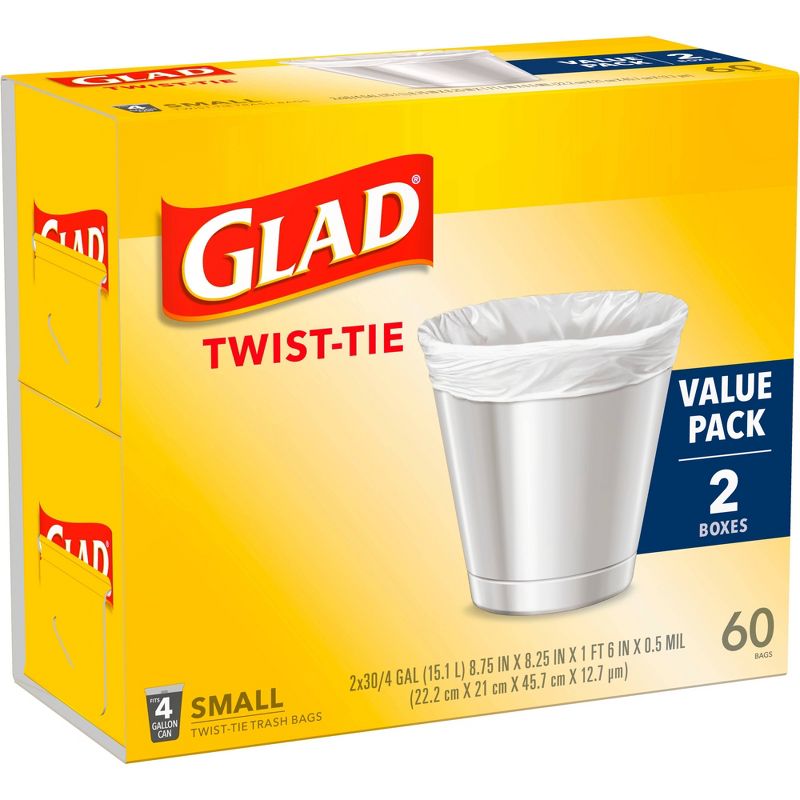 Glad Small Trash Bags 4 Gallon Twist Tie Value Pack - White - 60ct, 5 of 11