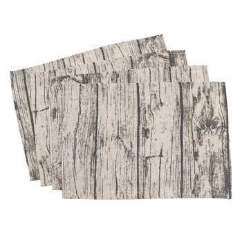 Saro Lifestyle Cloth Placemats With Printed Wood Design (Set of 4), 14"x20", Beige