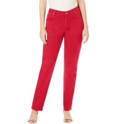 Jessica London Women's Plus Size Classic Cotton Denim Straight-leg Jean -  28, Red : Target