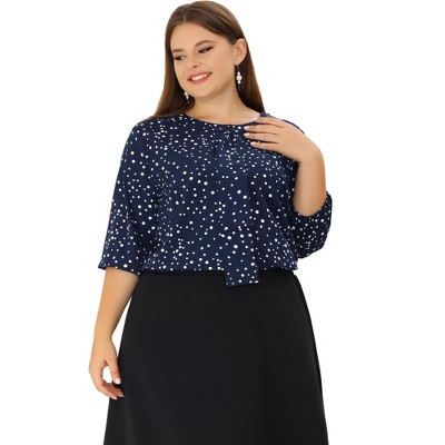Agnes Orinda Women's Plus Size Stylish Tie Neck 3/4 Ruffle Sleeves Work Office Blouses