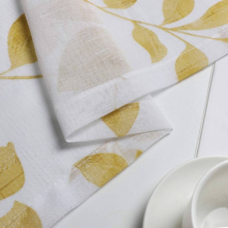 Leaf Printed Pattern Linen Textured Sheer Kitchen Curtains, 3 of 6