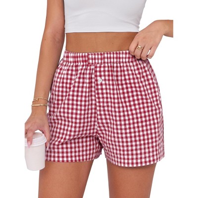Shorts for Women Summer Casual Lounge Beach Bottoms Pajama Plaid Boxer Shorts