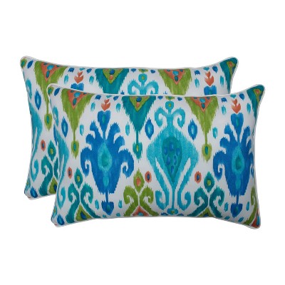 2pk Paso Caribe Oversized Rectangular Outdoor Throw Pillow Blue - Pillow Perfect