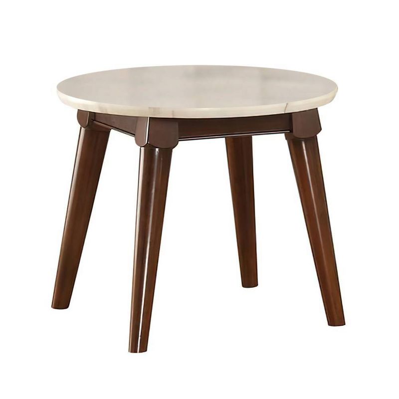 24&#34; Gasha Accent Table White Marble Top/Walnut - Acme Furniture, 6 of 7