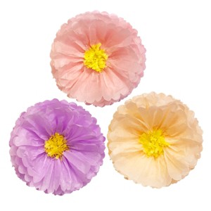 Wrapables Set of 3 Tissue Flower Pom Poms Party Decorations for Weddings, Birthday Parties Baby Showers and Nursery Decor - 1 of 4