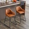 Beautyolove 24 in. Brown Faux Leather Upholstered Counter Height Bar Stool Swivel Counter Stool - 3 of 4