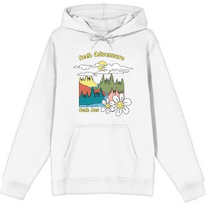 Positive Vibes Cloudy Forest Landscape Seek Adventure Seek Joy Long Sleeve Adult Hooded Sweatshirt - 1 of 2