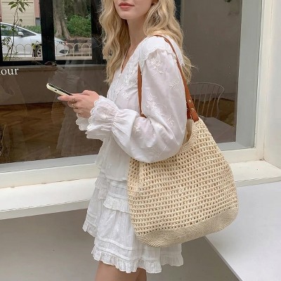 Alilang Woven Mesh Tote Bag Lightweight Shoulder Handbag Large Capacity Vacation Beach Purse, Large — фото 2