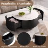 29.5" Black Round Coffee Table with Marble Top, 2 Drawers and Locking Casters for Modern Living Room -3irtyhousy - 3 of 4