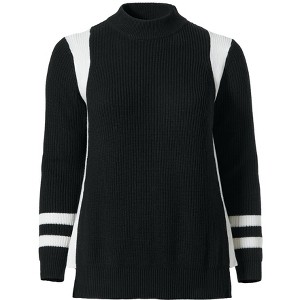 ellos Women's Plus Size Side Stripe Mockneck Sweater - 1 of 4