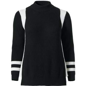 ellos Women's Plus Size Side Stripe Mockneck Sweater