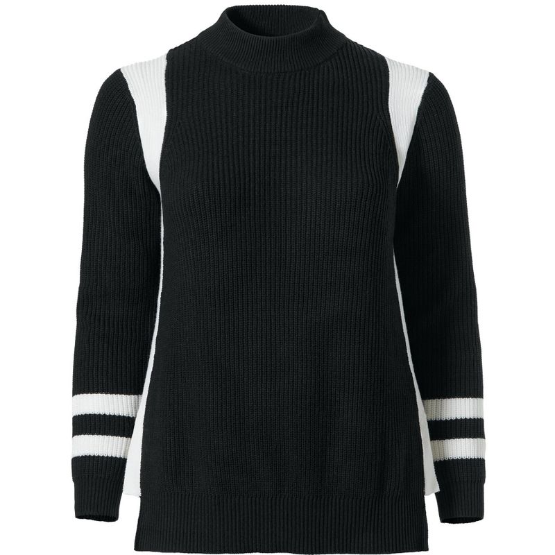 ellos Women's Plus Size Side Stripe Mockneck Sweater, 1 of 2