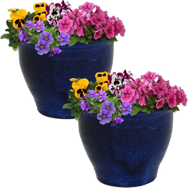 Sunnydaze Studio Outdoor/Indoor High-Fired Glazed UV- and Frost-Resistant Ceramic Planters with Drainage Holes, 5 of 9