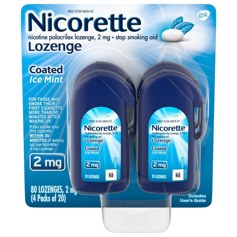 Nicorette 2mg Coated Nicotine Lozenge Stop Smoking Aid - Ice Mint, 1 of 10