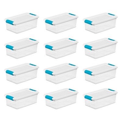Sterilite 1492 6-Quart Clear Stackable Latching Storage Box Container (12 Pack)