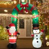 Tangkula 8FT Tall Christmas Inflatable Santa Claus and Snowman Archway, Large Blow Up Arch Decoration w/ Bright LED Lights Sandbags Stakes & Ropes - 4 of 4