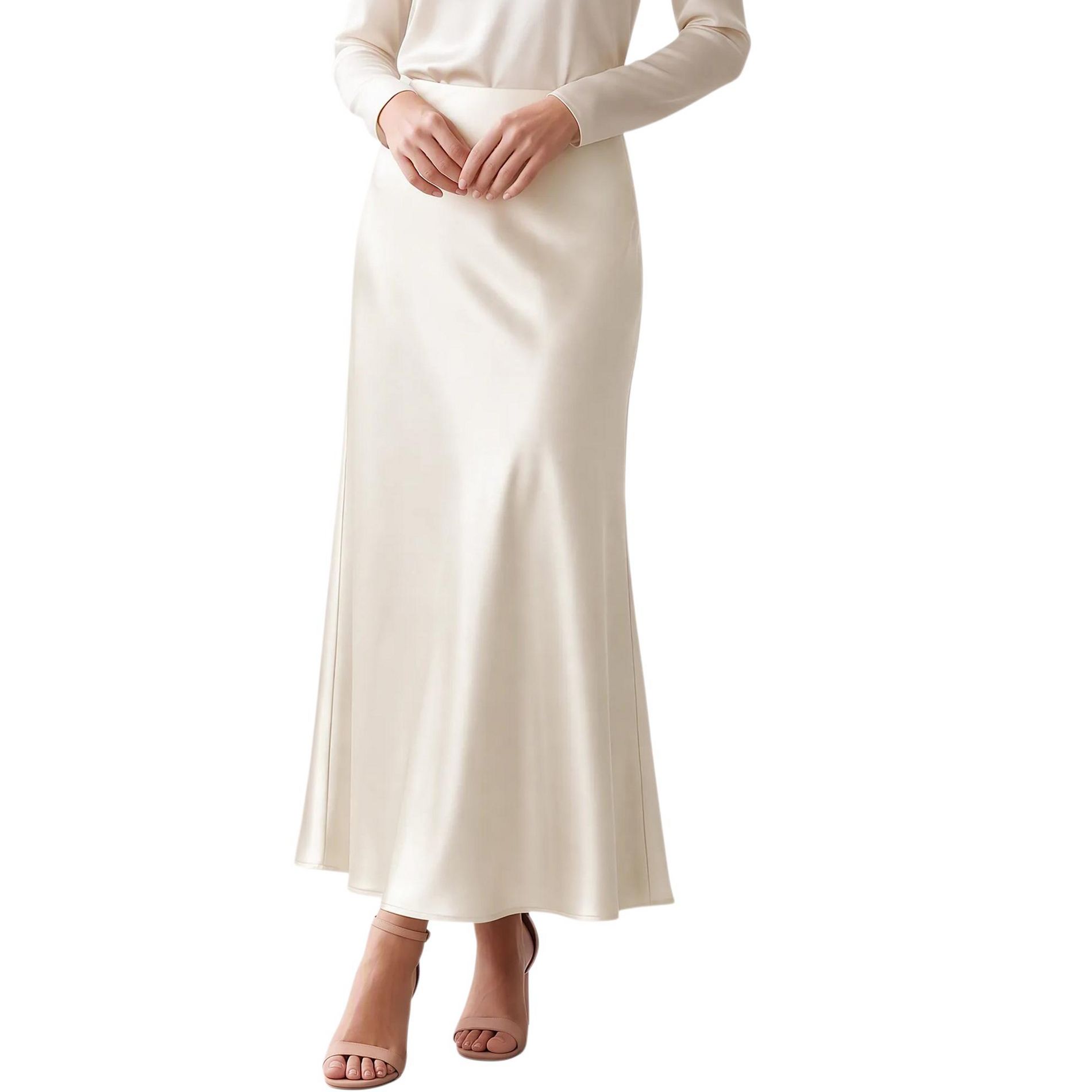 INSPIRE CHIC Women's Satin Mermaid High Waist Solid Color Maxi Skirt