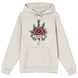 Memorial Day Lest We Forget Poppy & Sword Adult Sand Long Sleeve Hooded Sweatshirt - 1 of 3