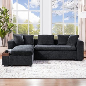 Whisen 93.7" L-Shaped Upholstered Sectional with Wood Storage - 1 of 4