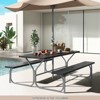 Tangkula Picnic Table Bench Set for 8 Person Outdoor Camping Table & 2 Benches with Metal Frame All-Weather Tabletop Black/Grey/Green/White - 2 of 4