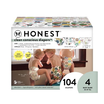 The Honest Company Clean Conscious Disposable Diapers Four Print Pack- Size 4