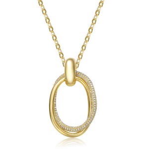 14k gold plated sterling silver double entwined ocal eternity circle pendant necklace with sparkling cubic zirconia - 1 of 3