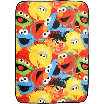 Sesame Street Character Collage Cute Plush Fuzzy Soft Throw Blanket Multicoloured