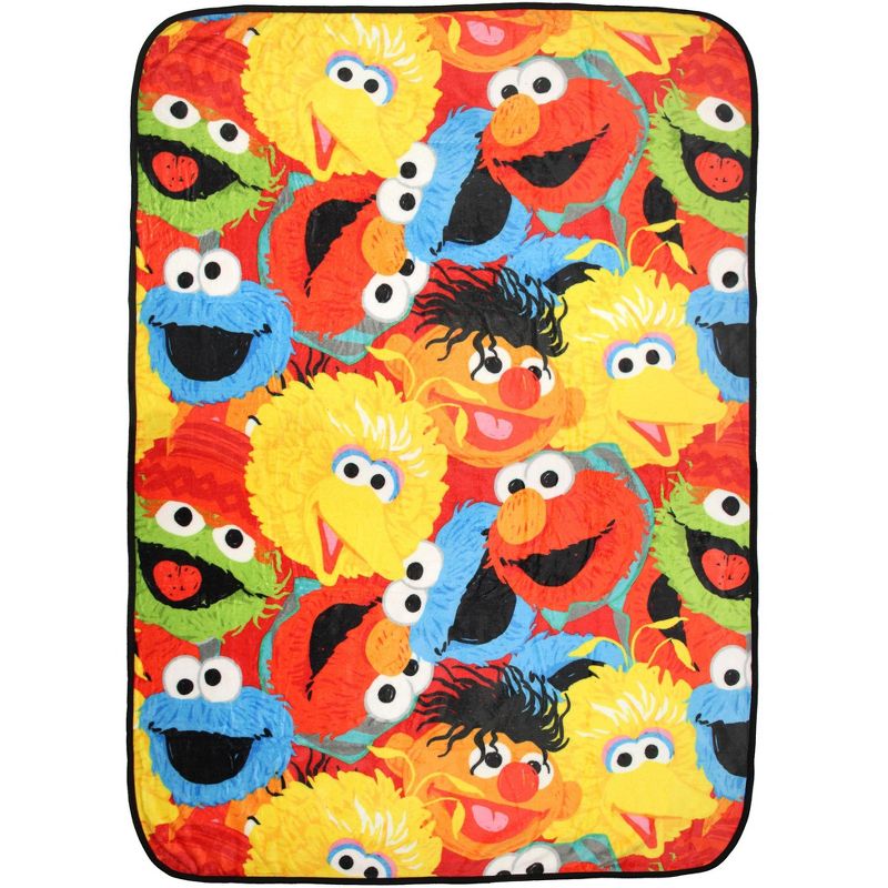 Sesame Street Character Collage Cute Plush Fuzzy Soft Throw Blanket Multicoloured, 1 of 4