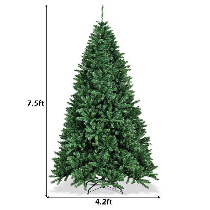 Tangkula 7.5FT Artificial Xmas Tree Hinged Fake Xmas Tree with 2254 PVC Branch Tips Foldable Metal Stand, 3 of 6