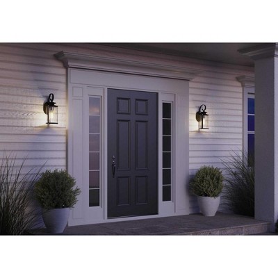 Black and Bronze Dimmable Outdoor Wall Lantern with Clear Glass Shade