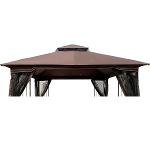 Gulches 10x10 Ft Brown Patio Double Roof Gazebo Replacement Canopy Top Fabric - Durable and Stylish Cover for Outdoor Spaces and Gatherings - 1 of 4