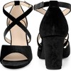 Perphy Women's Criss Cross Strap Faux Velvet Open Toe Block Heel Sandals - 2 of 3