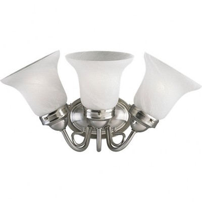 Progress Lighting Bedford Collection 3-Light Bath Fixture, Ceramic, Brushed Nickel, Alabaster Glass Shade
