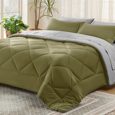 5/7 Pcs Bed in a Bag with Contrast Color Solid Design Bedding Set