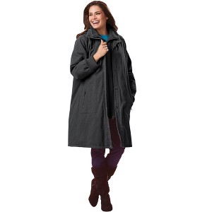 Woman Within Plus Size Twill Hooded Stadium Jacket - 1 of 4