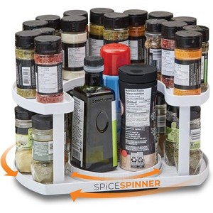 Two-Tiered Spice Organizer and Holder That Saves Space, Keeps Everything Neat, Organized & Within Reach With Dual Spin Turntables - 1 of 4