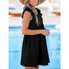 Women's Elegant V Neck Dress Lace Trim Cutout Puff Sleeve Midi Dress Lightweight Flowy Casual Summer Midi Dress - 3 of 4
