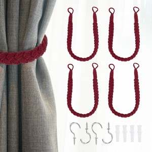 Unique Bargains Cotton Hand-Woven Decorative Metal Hook Curtain Drapes Holdbacks 23.6" - 1 of 4