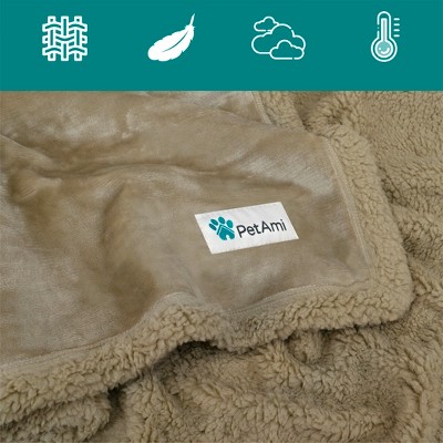 Medium Taupe Waterproof Sherpa Fleece Pet Blanket