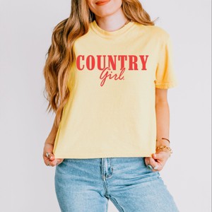 Country Girl Puff Print - Womens Boxy Crop Top Graphic T-Shirt - 1 of 4
