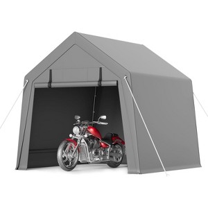 Portable Storage Shed, Heavy-Duty Waterproof & UV-Resistant Motorcycle Shed with Roll-Up Zipper Door and Vent, for Bike, Lawn Mower, Firewood, Grey - 1 of 4