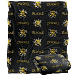 Wichita State University Logo Pattern Silky 50x60 Blanket, 1 Sided - 1 of 4