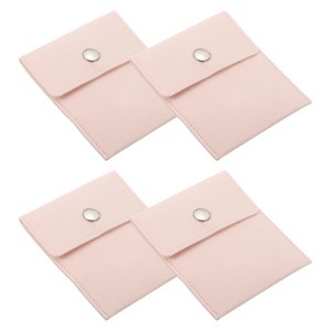 Unique Bargains Earrings Necklaces Rings Velvet Pouches Snap Button Portable Jewelry Storage Bag 4 Pcs - 1 of 4
