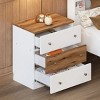 Rustic 3-Drawer Wooden Nightstand, Farmhouse Bedside Table with Storage for Bedroom or Living Room – Maison Boucle - 3 of 4