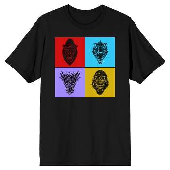 Godzilla x Kong: The New Empire Stomp Squad Faces Crew Neck Short Sleeve Black Men's T-shirt