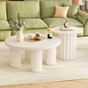 Modern Coffee Table Set of 2, Round Coffee Table with Cylindrical Leg Design and 1 End Table for Living Room - 2 of 4