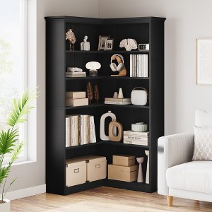 Garvee 72" Tall L-Shaped 5-Tier Corner Bookshelf, Wood Bookcase with Anti-Tip Safety for Living Room & Office, Easy Assembly Storage Shelf - 1 of 4