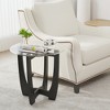 Tangkula 2PCS 23.5" Round End Table w/Glass Tabletop Cross-shaped Solid Rubber Wood Frame - 4 of 4