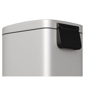 2.6 Gallon / 10 Liter Metal Bathroom Trash Can with Lid, Slim Waterproof Garbage Can for Bedroom, Small Step-on Trash Bin with Inner Bucket - 1 of 4