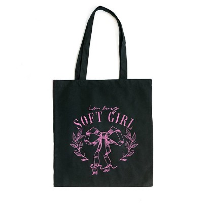 City Creek Prints Coquette Soft Girl Era Canvas Tote Bag - 15x16 - Black
